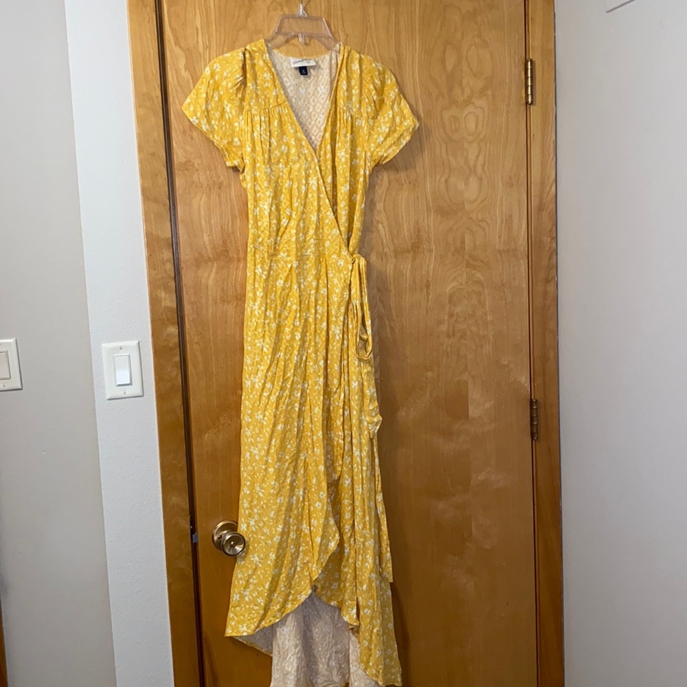 Yellow wrap dress